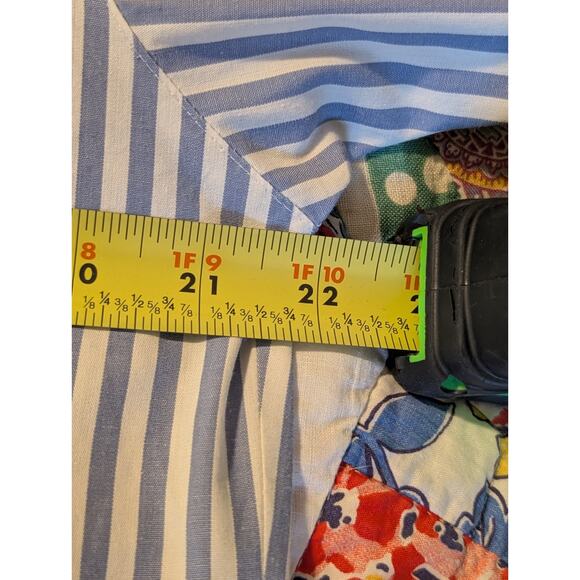 Docker's Dusty Blue Striped 100% Cotton Button Up Shirt Ladies' Sz M - Picture 7 of 9